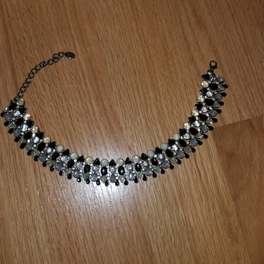 Zara black and white silver chocker necklace